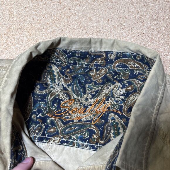 Scully Shirt Mens XXL Coffee Brown Cotton Western Turn Out Cuffs Western C3 - Picture 3 of 9